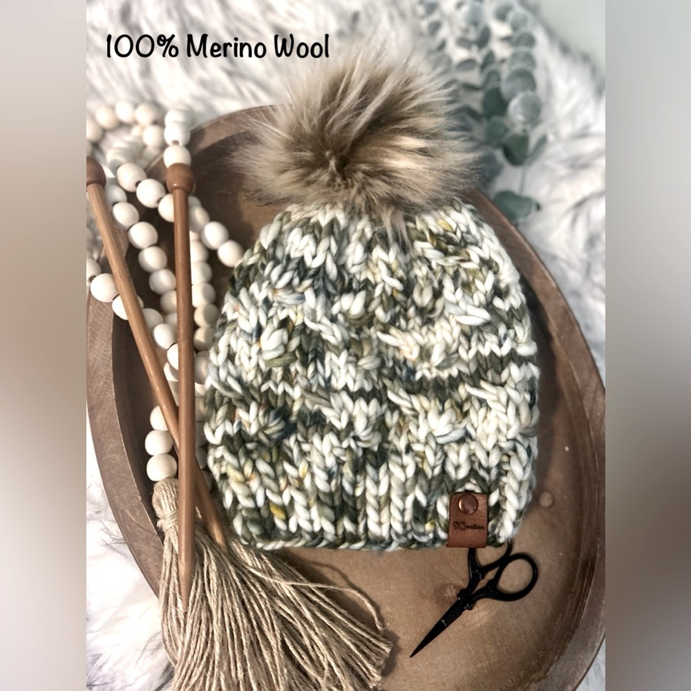 Hand knit beanie